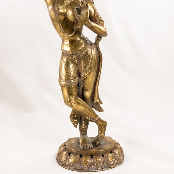 Vintage Bronze Apsara Statue Graceful Celestial Dancer Hindu/Buddhist Art 20.5in - Picture 6 of 7